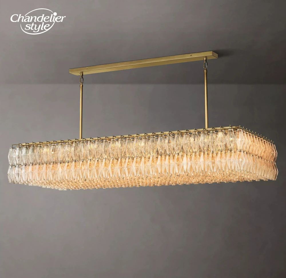Rectangular Pendant Light Chiara Modern LED Chandelier for Living Room Dining Kitchen Island Lighting Decor