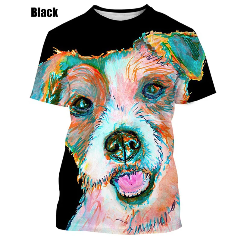 2023 New Fashion Animal Jack Russell Terrier Dogs 3D Printed Men T-shirt Casual Cute Dog Graphic Streetwear Oversized Tops