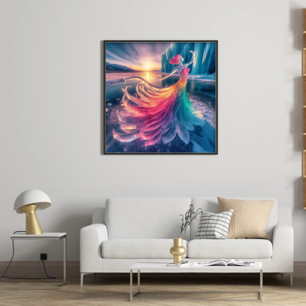 

Full Embroidery cotton Thread 14CT Printed Girl Cross Stitch Kit Art 40x40cm