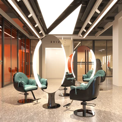 Friseursalon Shop Spiegeltisch Friseurspiegel Friseursalon Spezieller einfacher LED-Boden aus Edelstahl Einzel- und Doppelspiegel mit Lam