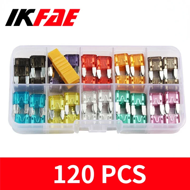 120pcs Car Fuse Assortment Set Automotive Fuse Inserts Xenon Lamp Fuse Safety Pipe 2-35A Car  Sautomotive Motorcycle