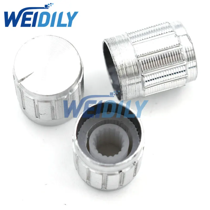 5PCS 15*17mm Aluminum Alloy Potentiometer Knob Rotary Switch Volume Control Knob Silvery Hat