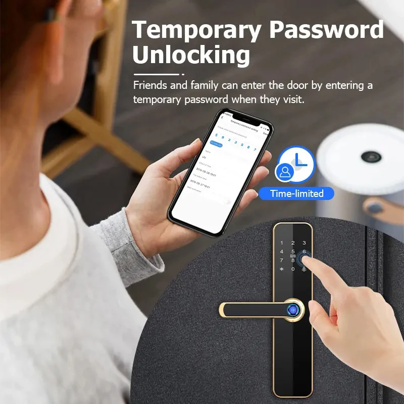 Smart Lock Fingerprint Digital Tuya Wifi Bedroom Door Lock Secure Bluetooth Multi Mortise Compatible TTLock BLE Tuya Zigbee