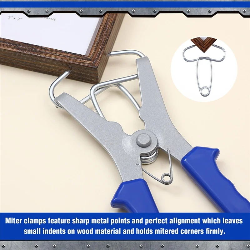 

SOFT-Miter Spring Clamps Kit 20 Miter Clamps With Spring Loaded Pliers For Woodworking Picture Frames Wood Trim Moldings