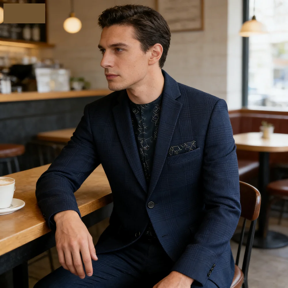 

Мужской осенне-зимний шерстяной блейзер в клетку, повседневный, серый, верблюжий, синий, из смесовой шерсти, проверенный на качество, модная верхняя одежда