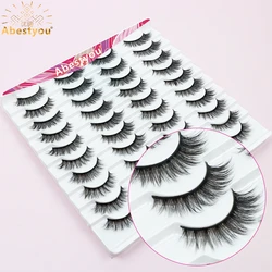 Abestyou 8mm 20Pairs Invisible Strip Soft Clear Band 3D Faux Mink Wispy Eyelash Korea High Quality Short Reusable Lashes Make-up