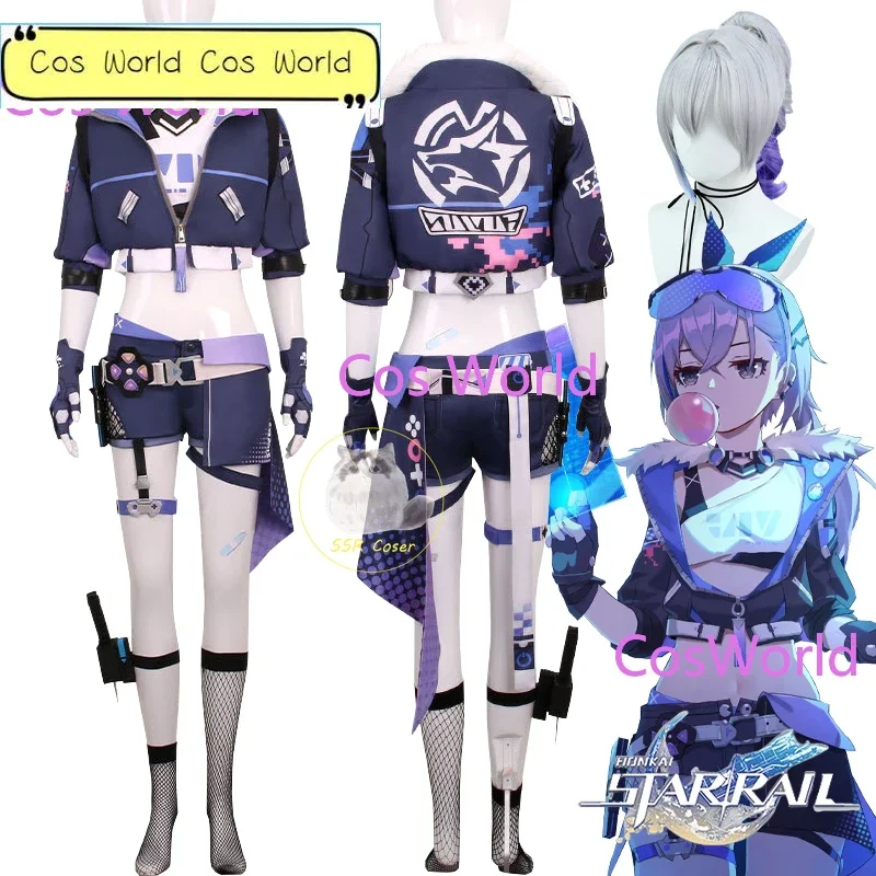 Game Silver Wolf Cosplay Costume Honkai Star Rail Cosplay Uniform Silver Wolf Wig Glasses Halloween Party Costume for Women