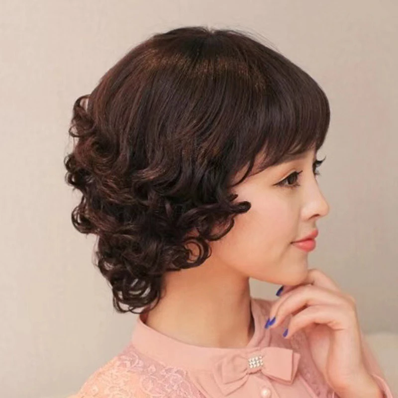 วิกผมเต็มศีรษะสำหรับผู้หญิงวัยผู้ใหญ่ ผมมนุษย์แท้แบบลอน สำหรับงานเทศกาล งานปาร์ตี้ งานแฟนซี หรือสวมใส่ในชีวิตประจำวัน ทำจากไหมทนความร้อนสูง สีน้ำตาล ใช้ตกแต่งทรงผม