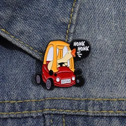 Funny Cartoon Goose Driving Brooch Enamel Pin Custom Hohk Cute Animal Badge Lapel Clothes Backpack Pin Jewelry Accessories Gifts