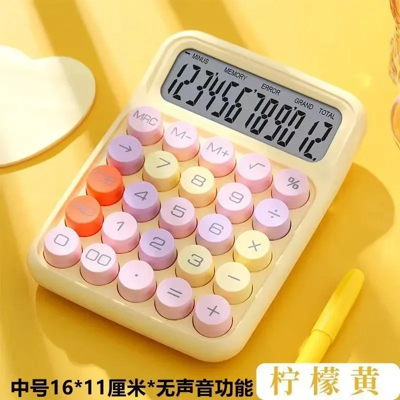 1pc Keyboard Calculator Office 12-digit Mechanical Calculator Cute Candy Color Calculator Desktop Stationery