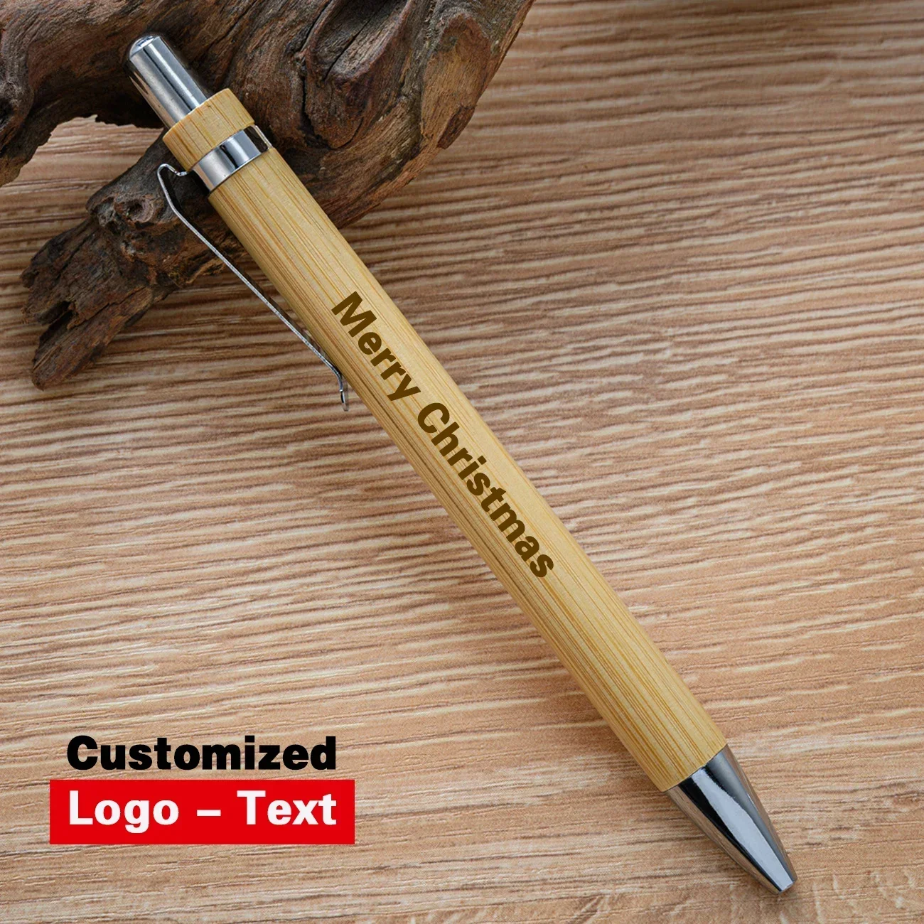 10/20/50Pcs Bamboo Pen Personalized Ballpoint Pens Stationery Party Pen Office School Supplies Customized Logo Business Gift