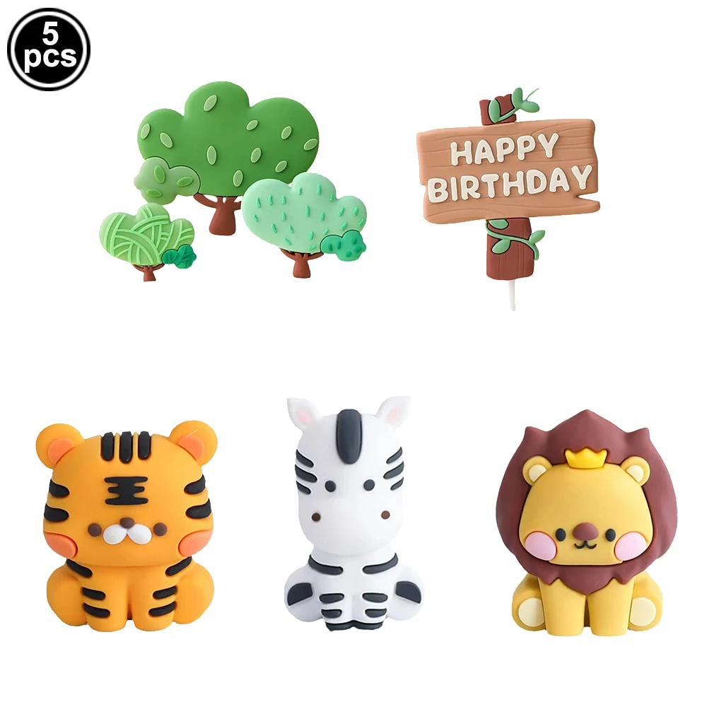 Safari Tier Kuchen Topper Mini Löwe Giraffe Elefant Affe Dekor Baby Dusche Dschungel Safari Geburtstag Party Kuchen Dekorationen – Detail 2