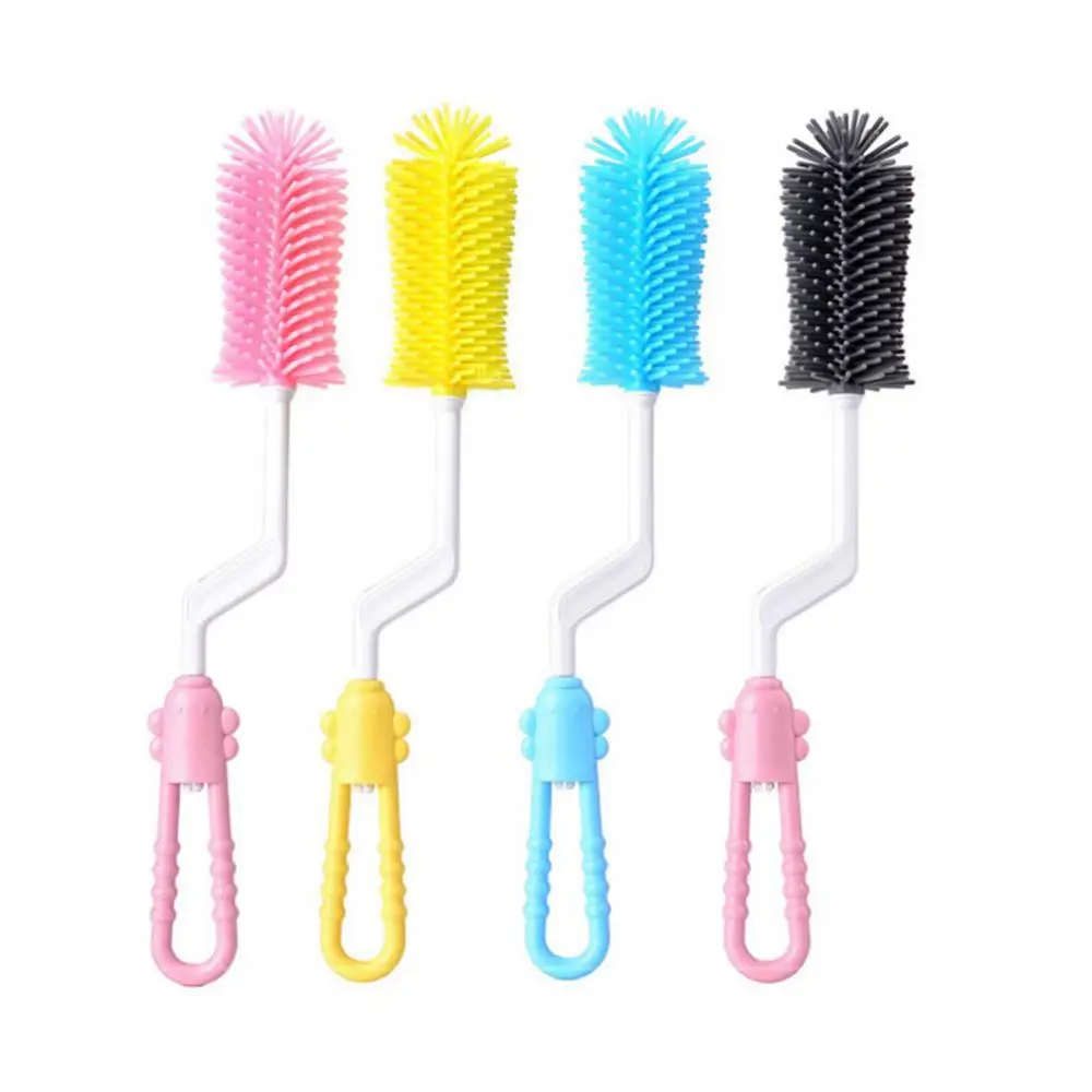 Silicone Bottle Cleaning Brush Baby Pacifier Straw Scrubber Small Brush 360 Degree Glass Cup Washing Kitchen Cleaning Tool Set