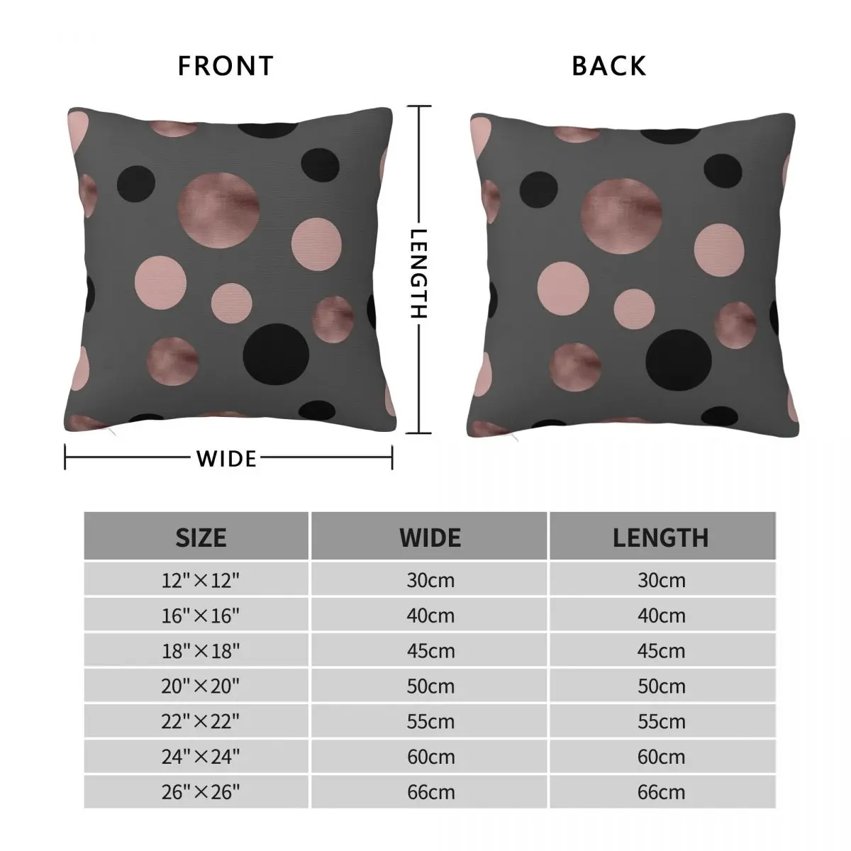 Rose Gold Black Pink Dots Pillowcase Polyester Linen Velvet Creative Zip Decor Pillow Case Home Cushion Cover