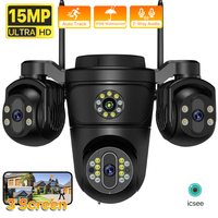 Three Screen Three Lens 15MP HD WIFI IP Camera 10MP Dual Lens Camera Auto Tracking IP66 Waterproof CCTV Video Security Cam iCsee