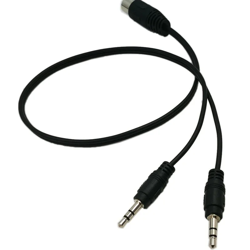 50CM 150CM 5 Pin DIN Plug Male to Dual 3.5MM TRS SmartPhone AUX Headphone Stereo Jack Adapter Input Cable