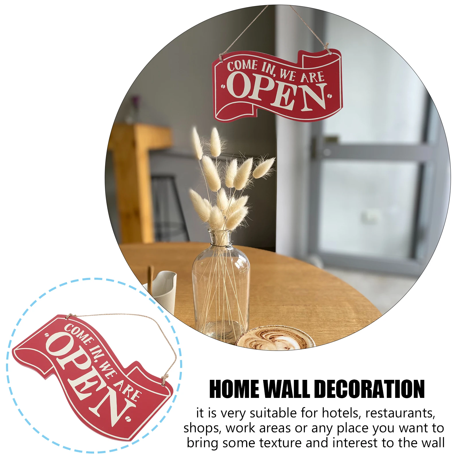 

Wooden Door Plate Open Close Signs Vintage Home Decor Hanging Sign for Shop Bar Cafe Dessert Shop Wall Window Display