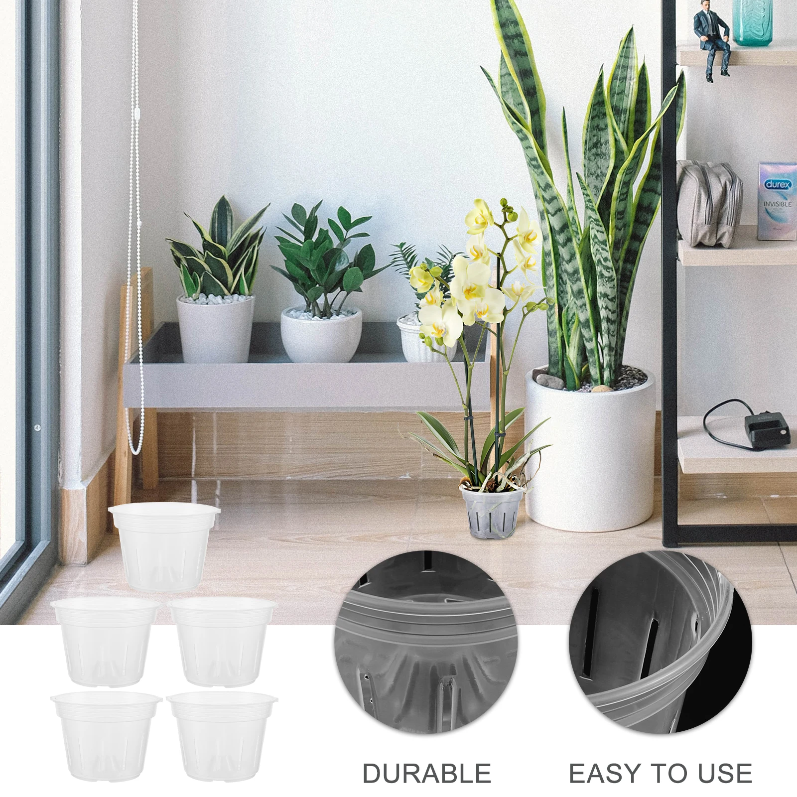 

5 Pcs Succulent Plants Planting Pot Flower Square Planter Plastic Clear Nursery Pots Garden