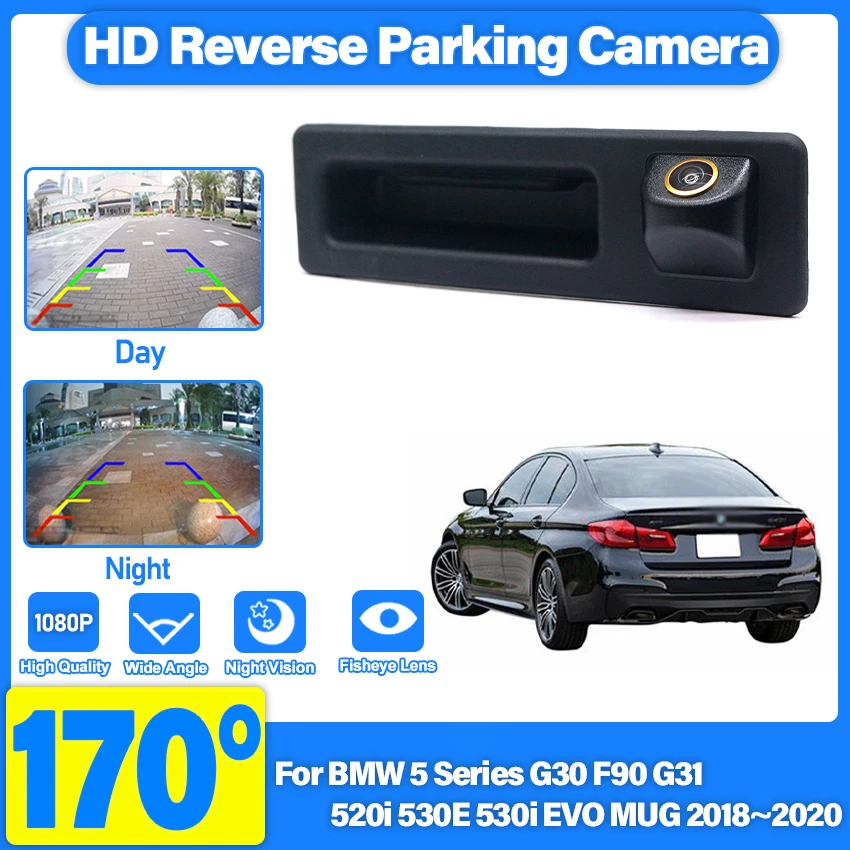 

Резервная задняя камера для BMW 5 серии G30 F90 G31 520i 530E 530i EVO MUG 2018 ~ 2020 Камера парковочной ручки багажника Камера заднего вида