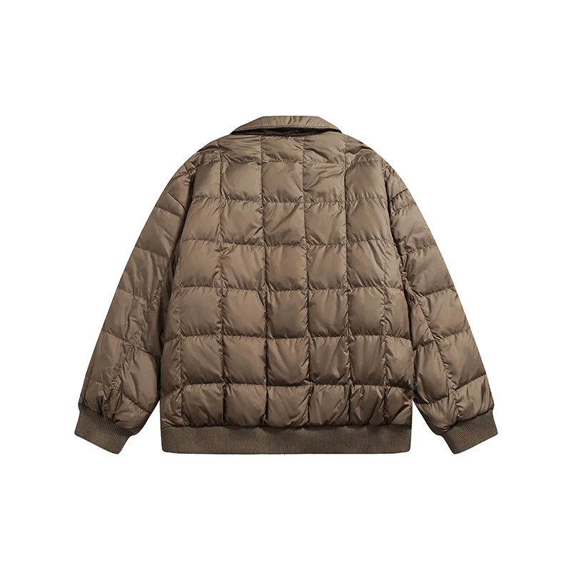 Chaqueta de plumón con solapa a cuadros, forro Vintage japonés con plumón de lana, novedad de invierno