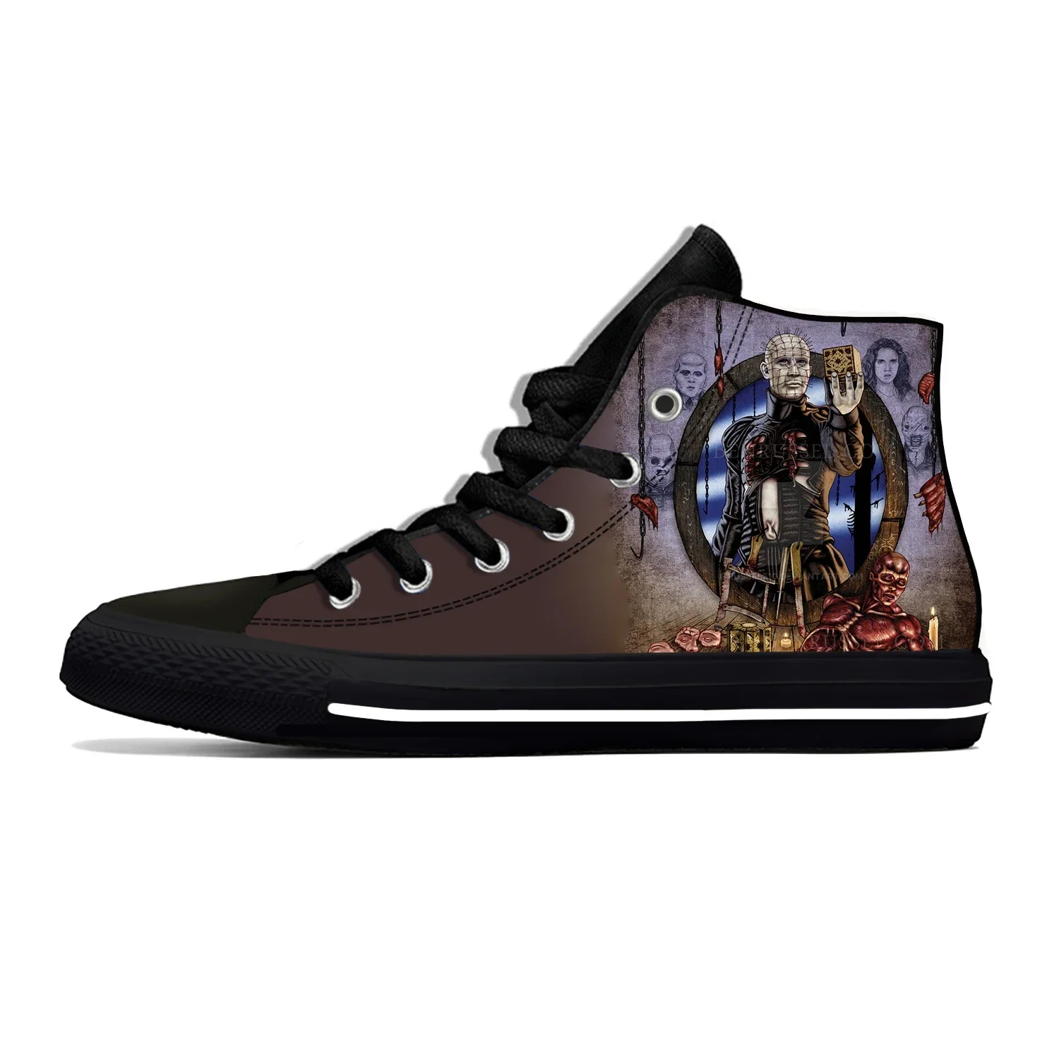 

Hot Hellraiser Movie Pinhead Horror Scary Breathable Casual Shoes High Top Lightweight Men Women Sneakers Halloween Board Shoes