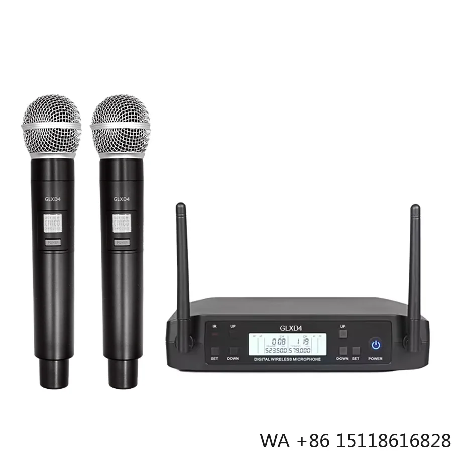 Sistema de Micrófono Inalámbrico de Mano Dual Beta UHF GLXD4 GLXD, Reproductor de Audio Portátil para Karaoke DJ, Micrófono Inalámbrico GLXD24
