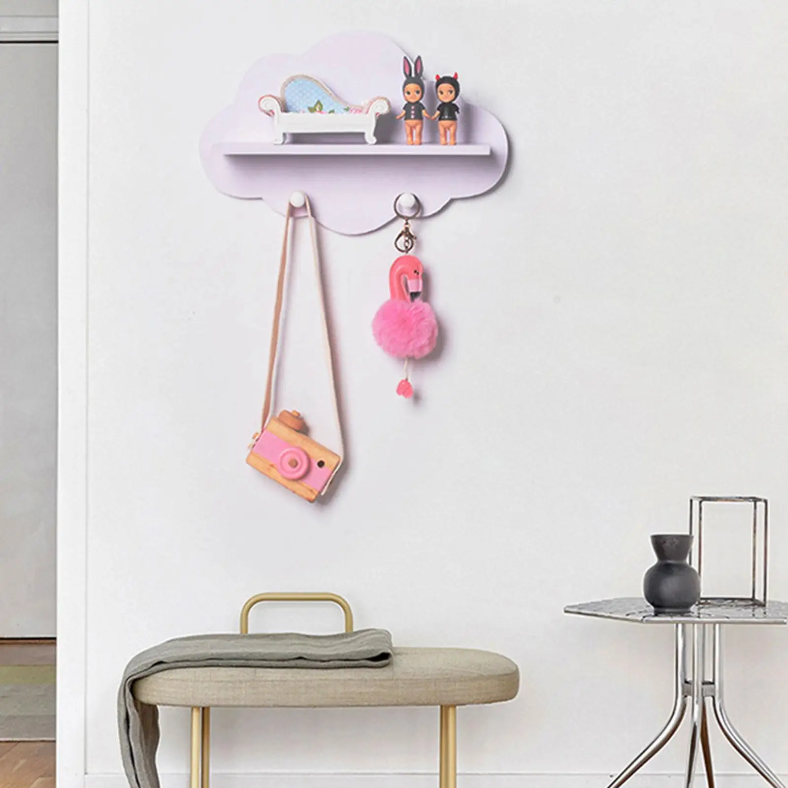 Wooden Board Rack Coat Hook Nordic Creative Style Decoration Suitable DIY Wall Hanger Storage Shelf for Home Living Room Bedroom