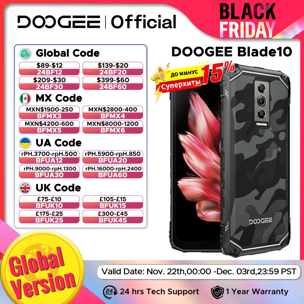 DOOGEE Blade10 هاتف متين 6.56 بوصة 90 هرتز IPS عرض 4 جيجابايت + 128 جيجابايت ثماني النواة 5150 مللي أمبير أندرويد 14 هواتف ذكية رفيعة للغاية