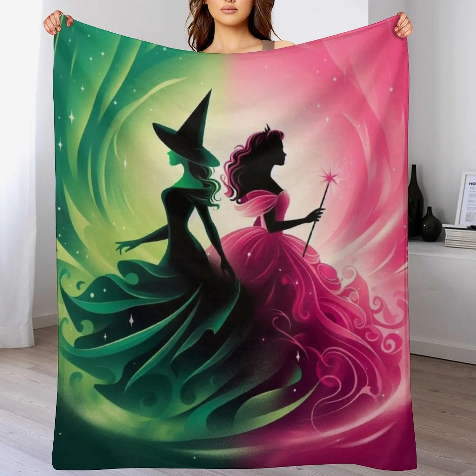 

Elphaba & Glinda Wicked the Musical Defying Gravity Throw Blanket Heavy Decorative Sofa Softest decorative Blankets