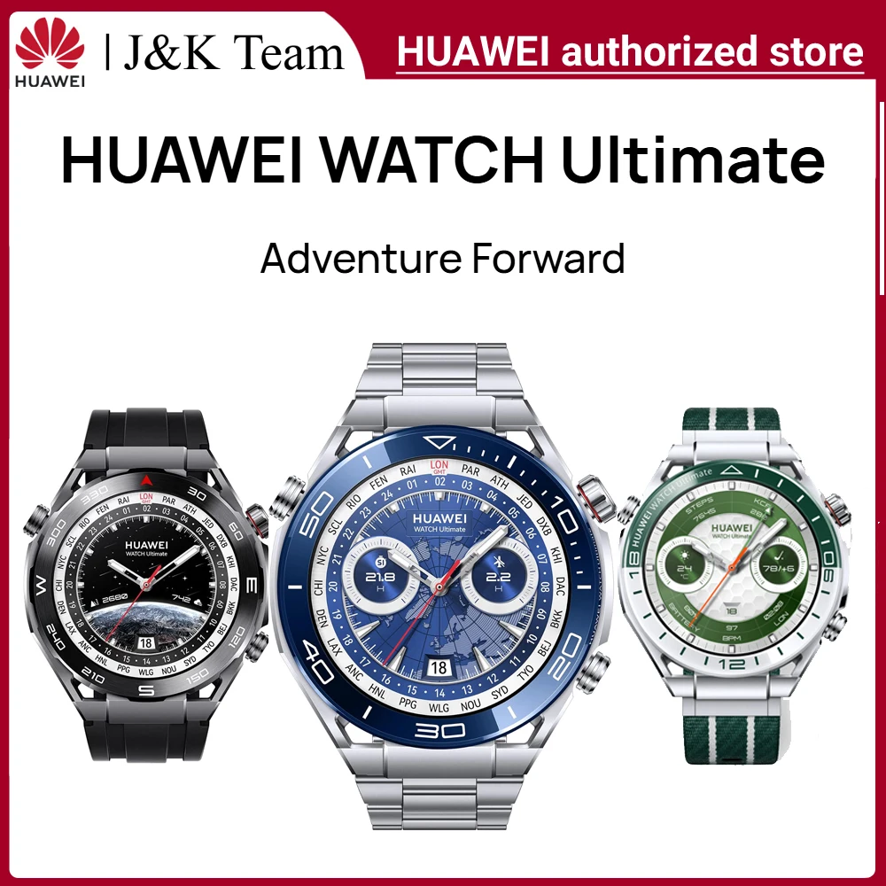 ساعات هواوي HUAWEI  WATCH Ultimate الذكية للرجال، معدن سائل يعتمد على الزركونيوم، تحليل تخطيط القلب، ساعة جولف، iOS وAndroid، حتى 14 يومًا
