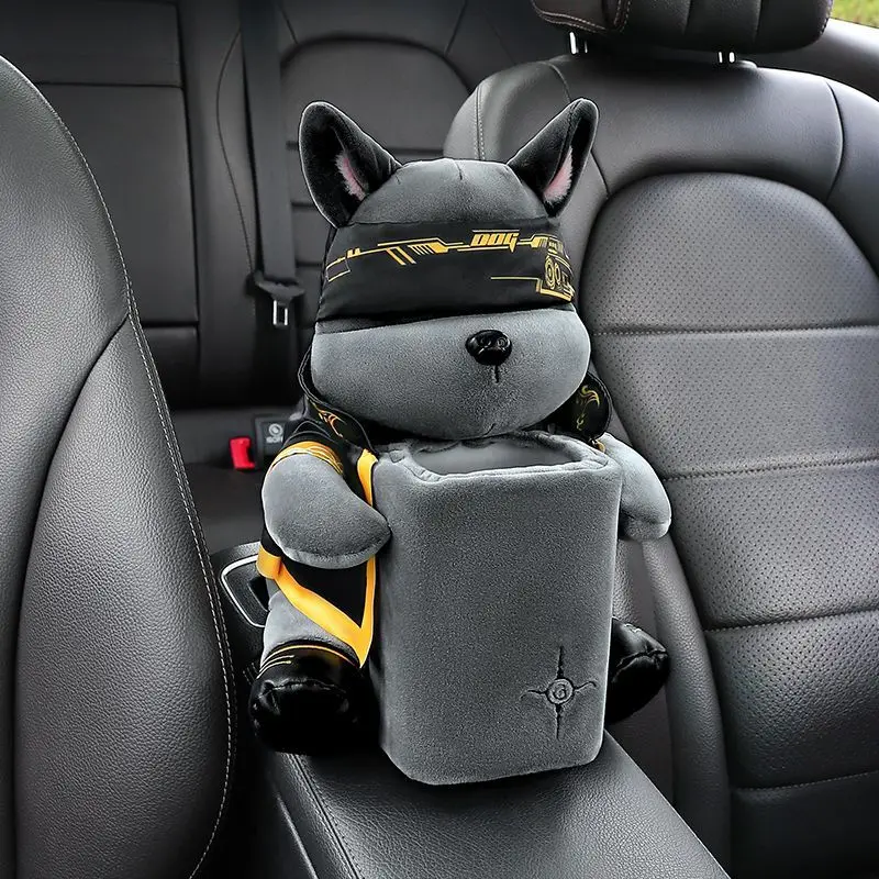 Cartoon Cute Car Tissue Box Creative Car Armrest Box Garbage Can 2 In 1 Tissue Bag Multi-functional Storage Bag For Home Office