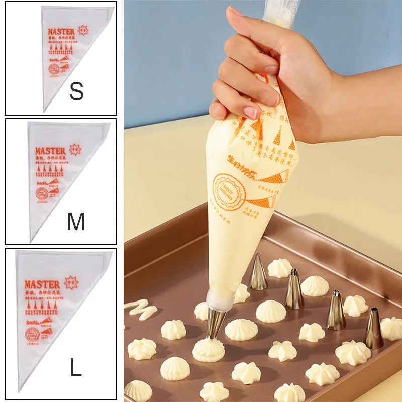 

50PCS Disposable Pastry Bags S/M/L Cake Cream Decoration Kitchen Icing Food Preparation Bags Cup Cake Piping Baking Accessories