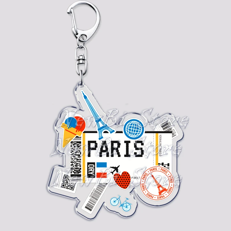 Hot Boarding Pass Keychains for Accessories Bag TOKYO SEOUL PARIS LONDON Travel Souvenir Tickets Keyring Jewelry Friends Gifts