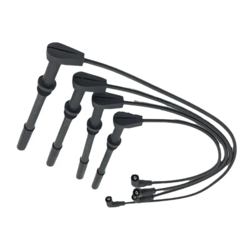 4-Piece Ignition Wire Set High Tension Spark Plug Lead Lines for Chery A1/X1/M1 SQR473F Engine Replacement Part S12-3707170CA
