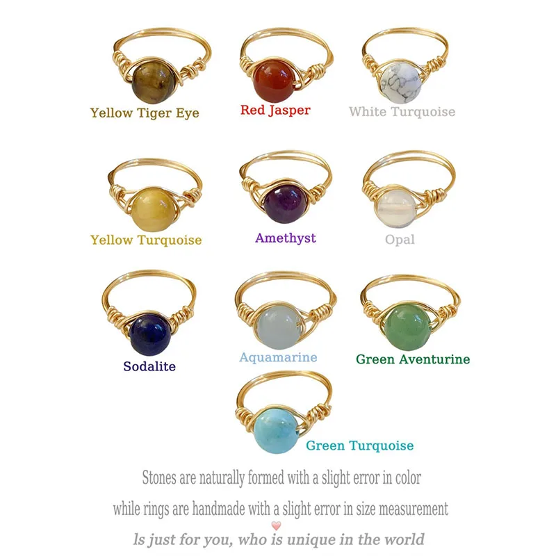 1-piece set of colorful natural bead stone ring, Bohemian seven chakra yoga healing amethyst hematite women\'s holiday gift