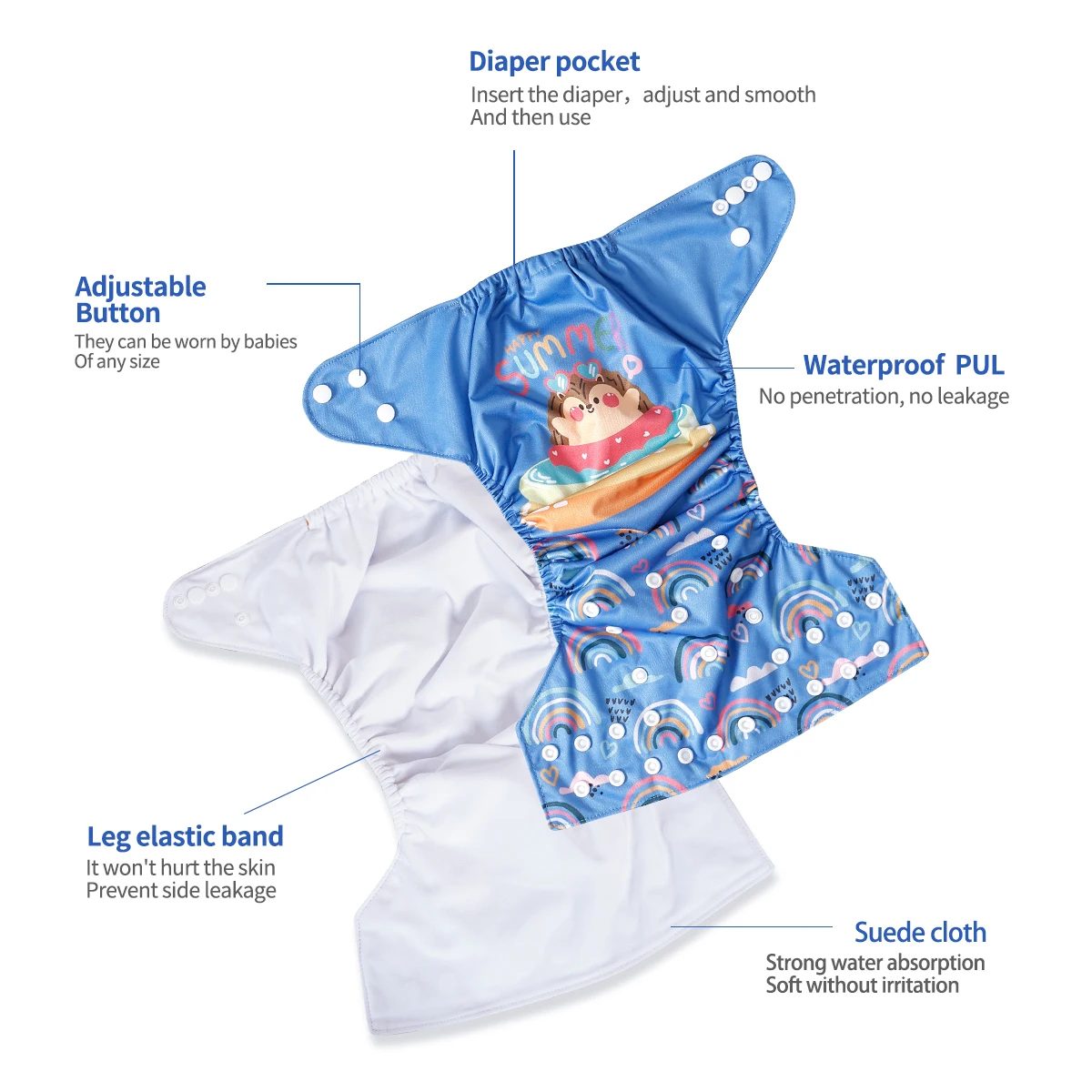 Happyflute Digital Position Baby Cloth Diaper Reusable Baby Cloth Nappy Fit 3-15kg Baby