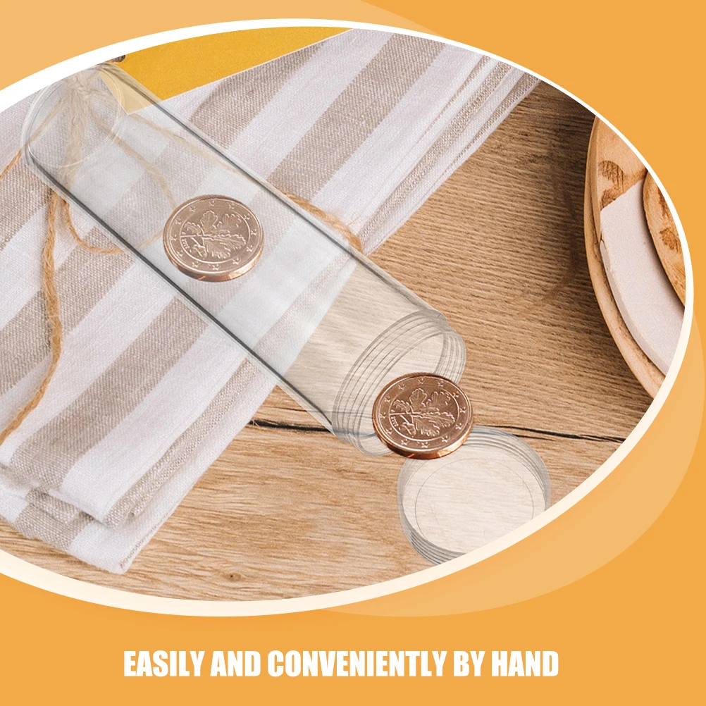 6 قطع من أنابيب تخزين العملات المعدنية، حاملات بلاستيكية شفافة، سعة كبيرة، سهلة الفتح، منظم للعملات المعدنية لأرباع ديمز بيني #6