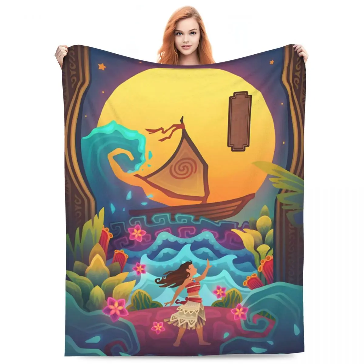 Soft Blanket Decorative Anime Moana Maui Moon Bedding Throws Flannel Bedspread For Couch Bed Comfortable Sofa Bed Cover