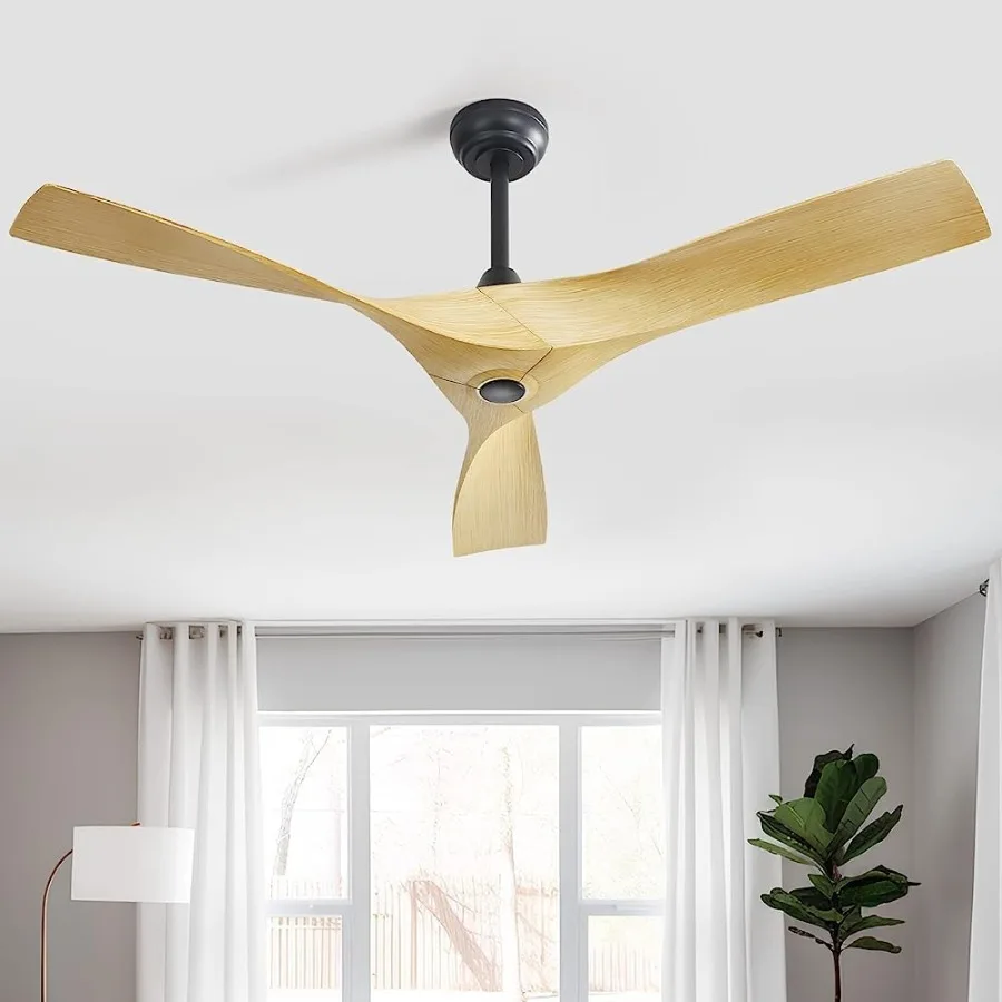 

52 Inch White Ceiling Fan No Light Remote Control with 6 Speeds and Noiseless DC Motor 3 ABS Blades Design for Indoor and Outdo