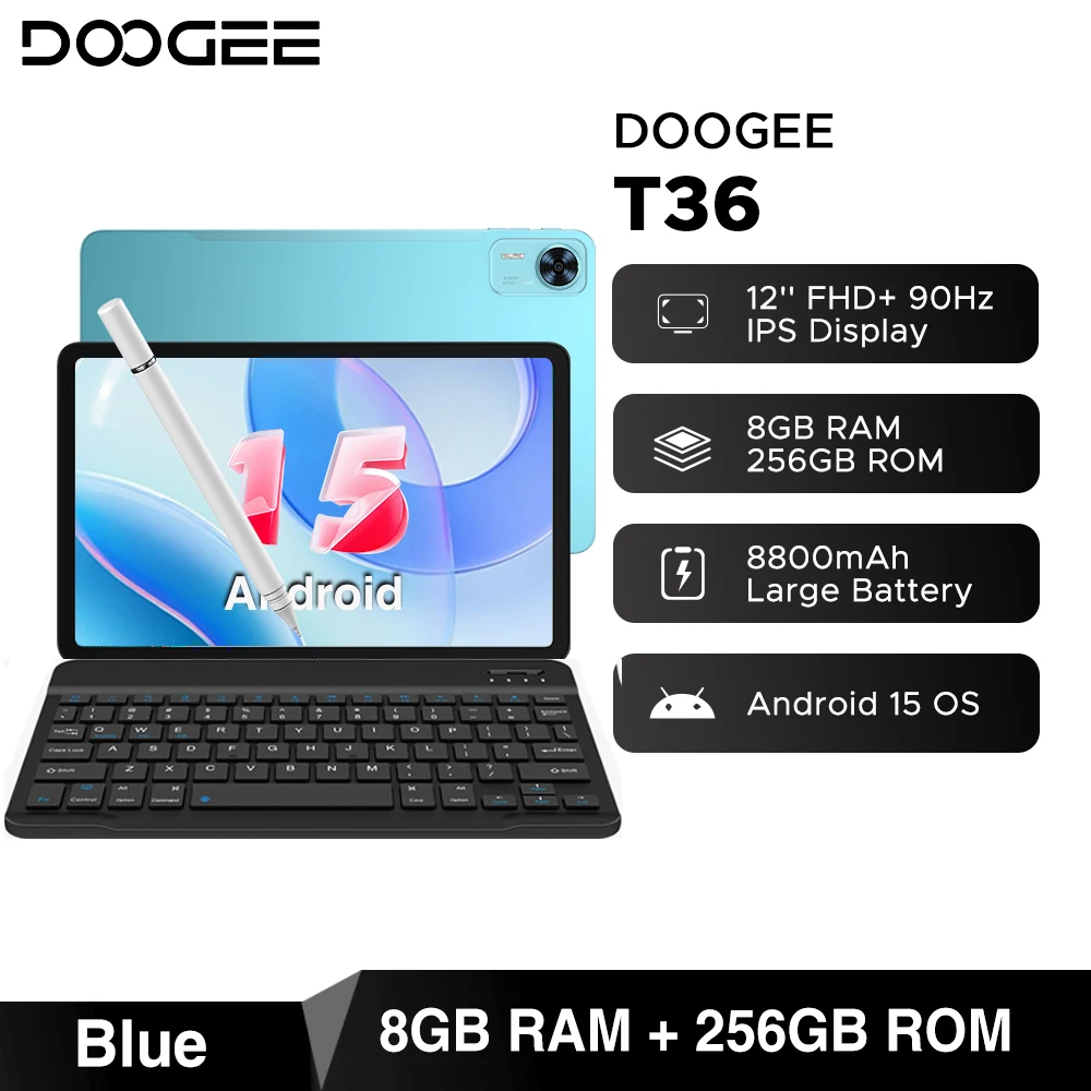 Global Version DOOGEE T36 Android 15 Tablet 8+256GB 12'' FHD+ 90Hz