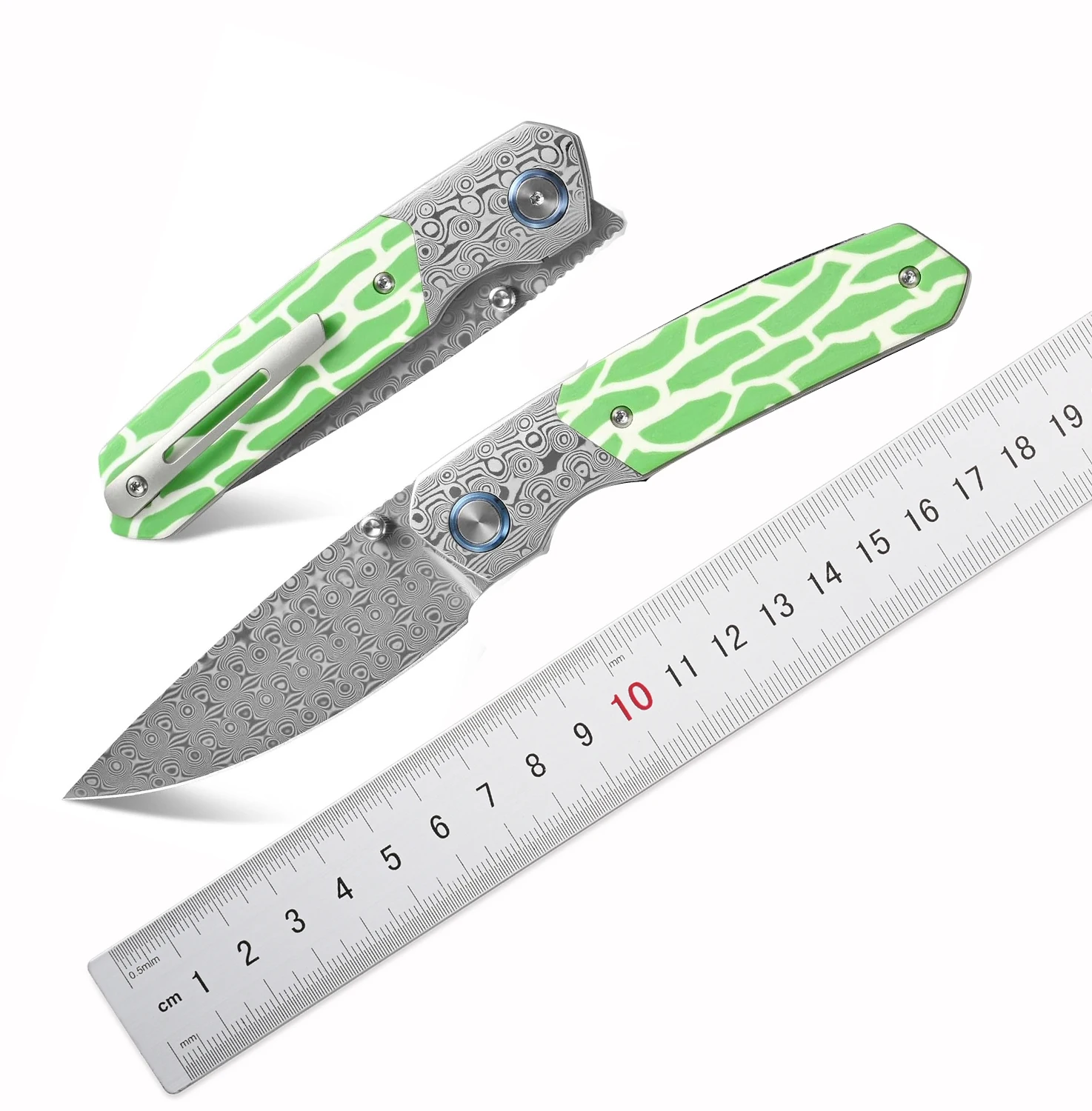 Sitivien ST271 دمشق/M390 شفرة فولاذية سكين للفرد مزدوج اللون G10 مقبض سكين جيب للتخييم في الهواء الطلق التنزه الصيد #1