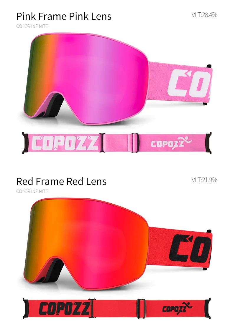 COPOZZ Zylindrische Skibrille für Männer und Frauen, Doppelschicht-Snowboardbrille für Erwachsene, Anti-Beschlag UV400 Skate-Skibrille – Detail 9