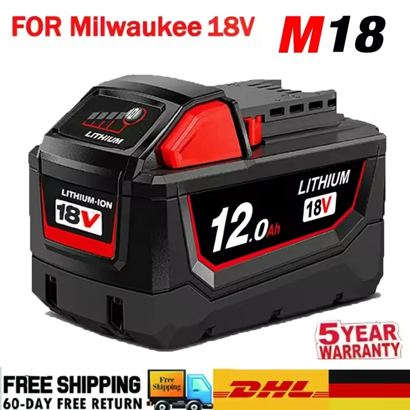 Для аккумулятора Milwaukee18V, M18, 8,0 Ач, 15-элементное литий-ионное зарядное устройство, аккумуляторная батарея 48-11-1815, 48-11-1850, сменная батарея Для аккумулятора Milwaukee18V, M18, 8,0 Ач, 15-элементное литий-ионное зарядное устройство, аккумуляторная батарея 48-11-1815, 48-11-1850, сменная батарея