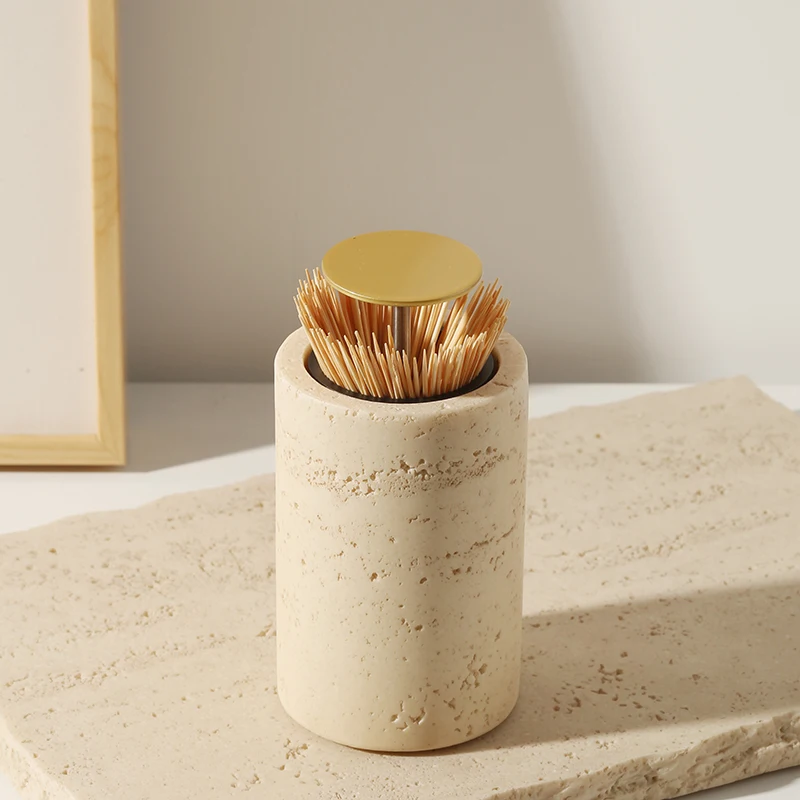 AhunderJiaz-Wabi-Silent Style Toothpick Holder, Press-On Tube, Vintage, Living Room, Dining Table, Ornament, Home Decoration