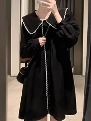 Plus Size 5XL 150kg Spring Lolita Long Dress Big Collar Women Long Sleeve Party Evening Dress Sweet Female Clothing Vestidos