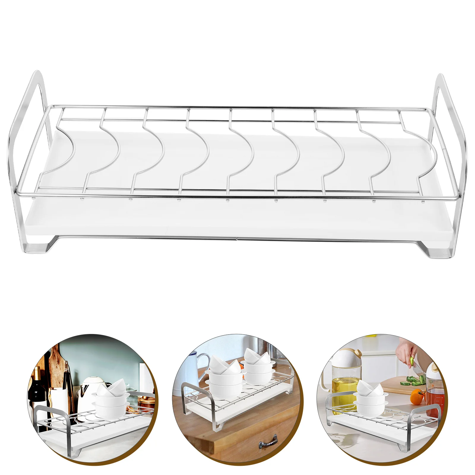 

1 set 1 Set Stainless Steel Dish For Kitchen Counter Multi-Function Tableware Organizer Drain Space-Saving Kitchen Storage Rack