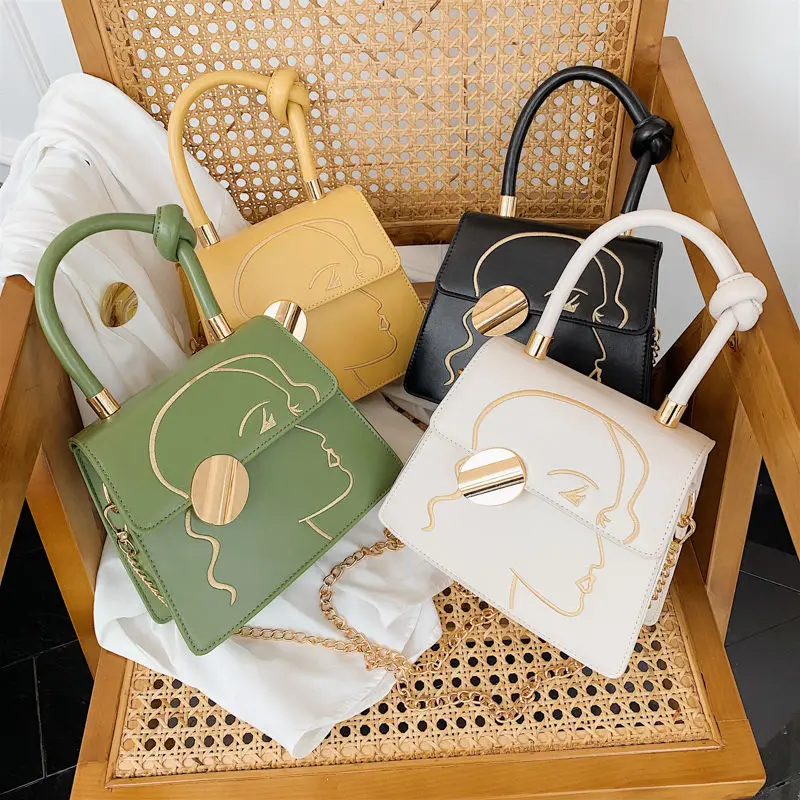 New embroidery beauty bag senior portable summer wild simple one shoulder messenger chain small square bag