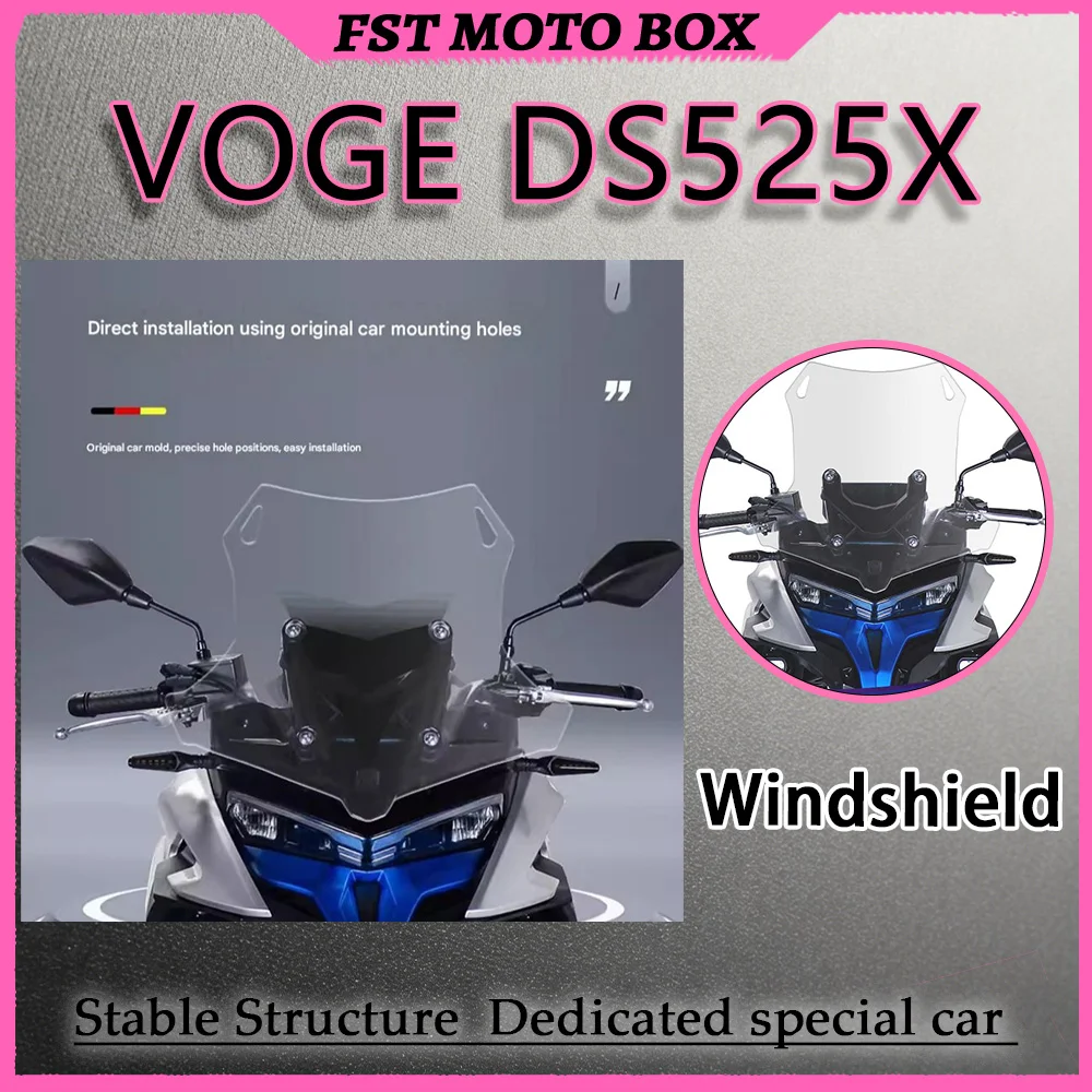 FOR VOGE DS525X Windshield Modified Wider And Taller Chest-Protection Windshield Blocks Mud And Splashes for Enhanced Riding