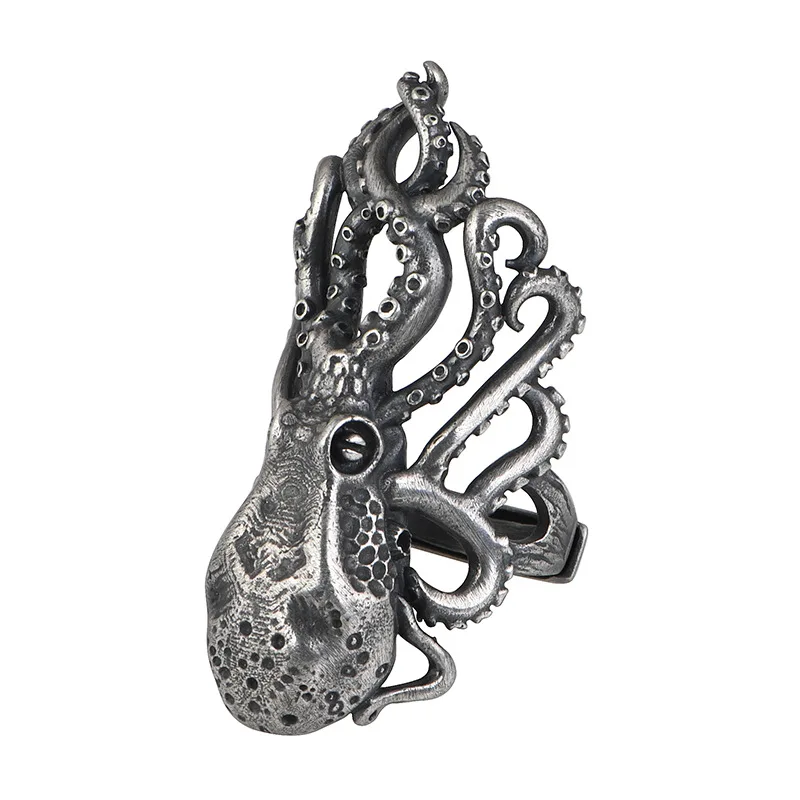 

Big 925 Sterling Silver Octopus Ring for Men,Adjustable