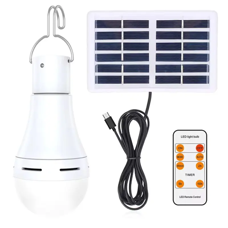 2024 New LED Solar Lamp Bulb Outdoor Waterproof Portable Solar Garden Hanging Light Hiking Fishing Emergency Lights